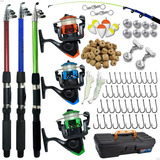 Kit Pesca Barato Completo 3 Varas + 3 Molinetes E Acessórios