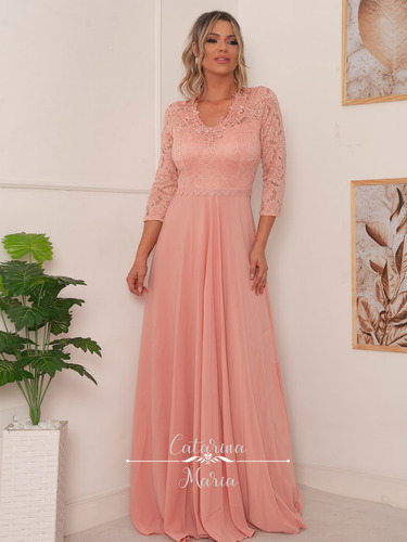 Vestido Longo Madrinha Evangélico Com Manga Fechado Cores