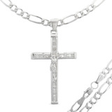 Cadena De Plata Hombre Gruesa Y Cruz Tejido 3x1 De 60cmx 5mm