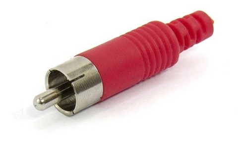 Plug Rca Macho Metal Plastico C/ Rabicho Vermelho - 50 Peças