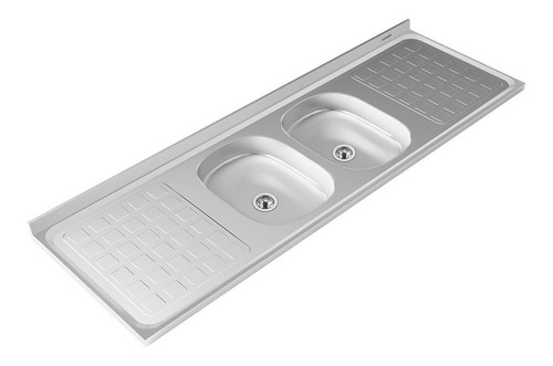 Mesada Cocina De Acero Inoxidable 1,60x0,52 Con Bacha Doble