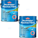 Kit 2 Tinta Piscina Fibra Recubriplast 3,6l Azul Rende 100m²