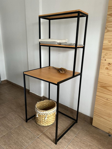 Mueble Organizador Lavarropa Tres Estantes Hierro Y Madera