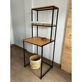 Mueble Organizador Lavarropa Tres Estantes Hierro Y Madera