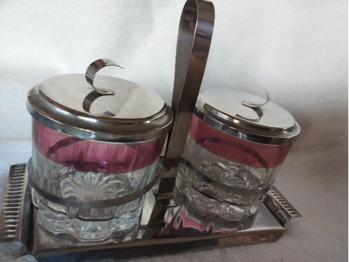 Vaso D Whisky X 2 + Bandja Y Tapa P/ Conservar Hielo.vintage