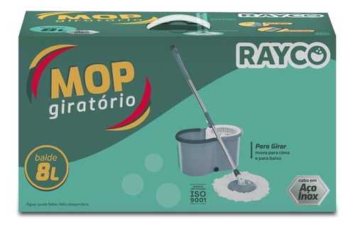 Mop Giratório 360 Graus Limpeza Casa Cabo Ajustável Inox Cor Verde