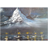 Pintura De Óleo De Montaña Decorativa 70x50