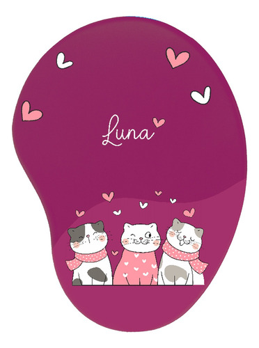 Mousepad Com Apoio Ergonômico Gatinho Personalizado Com Nome