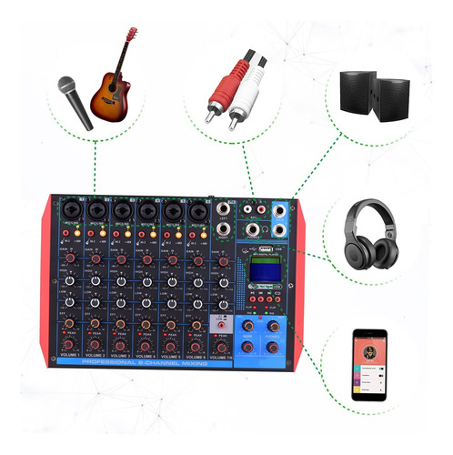 Consola Mezcladora Portátil De 8 Canales Mezclador Digital