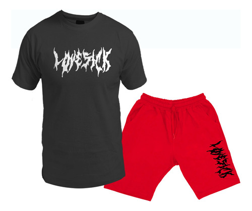 Conjunto Remera Y Short Corto Bermuda Lovesick/ Dark 