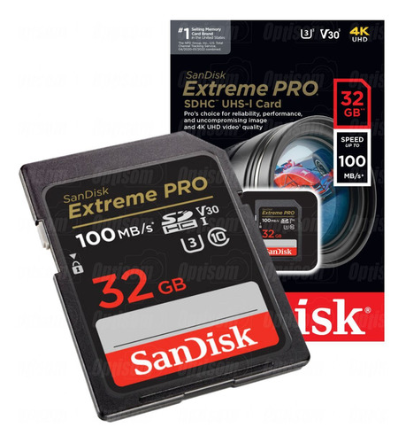 Cartão 32gb 100mbs Sandisk Extreme Pro 4k Para Canon Sony Nk
