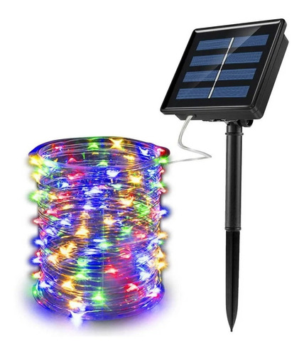 Lámpara Solar Tira Led 12m 100 Luces Navidad