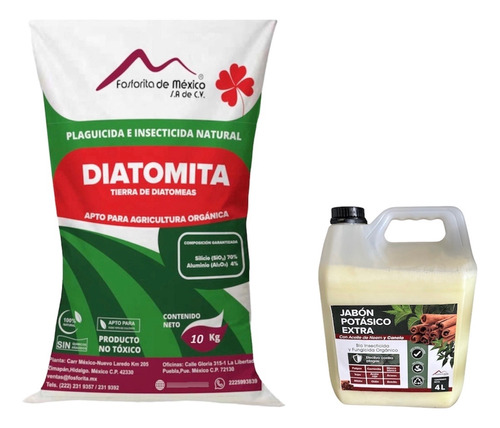 Tierra De Diatomeas Orgánica 10 Kg +jabón Potásico Canela 4l