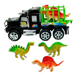 Vehiculo Camion Juguete + Jaula Con 2 Dinosaurios De Goma