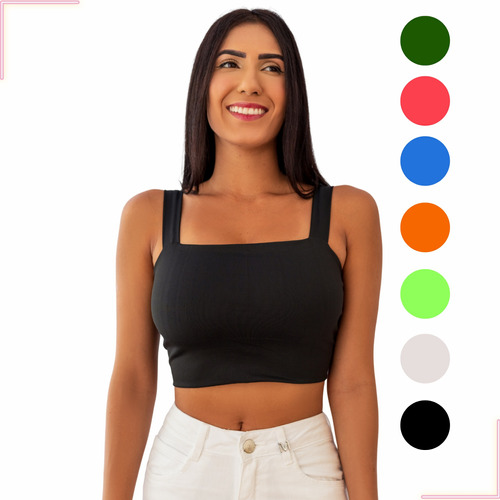 Kit 5 Top Fitness Cropped Feminino Faixa Blogueira Atacado