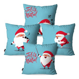 Kit 4 Capas Almofadas Decoração Natal Papai Noel Cantor 45cm