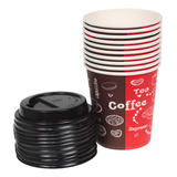 60 Vaso Taza De Polipapel Con Tapa Para Café Leche 7oz 