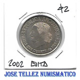 Moneda Argentina Conmemorativa 2 Pesos Año 2002 Evita Palerm