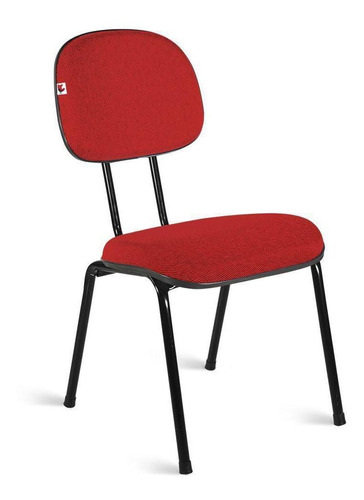 Cadeira Diretor Base Fixa Pe Palito Tecido Vermelho Lorenzzo