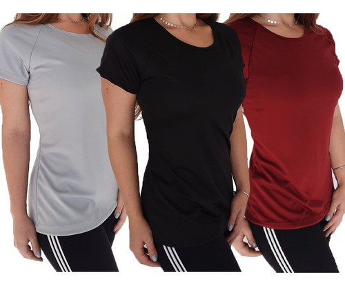 Kit 2 Camiseta Feminina Básica Dry Fit Malha Fria Poliéster