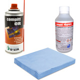 Kit Limpieza Isopropilico + 5 Paños + Aire Comprimido