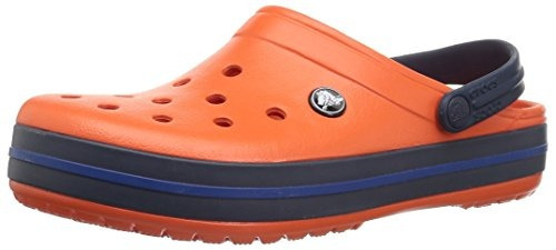 Crocs Unisexs Crocband Zueco , Mandarina / Marina , 7 Hombre