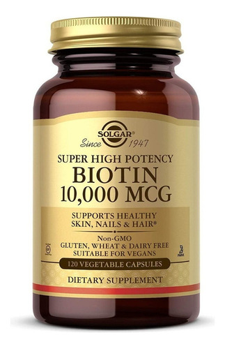 Biotina 10000 Mcg Solgar 120 Cap Vegetales Naturales