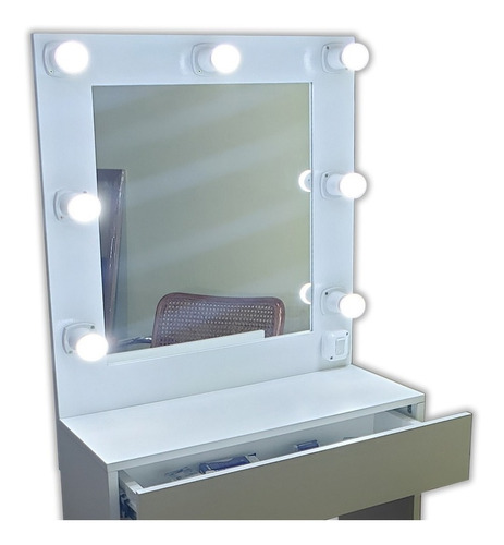 Espejos De Maquillaje 70 X 60  Con 7 Luces Led Con Caja Transportable Camerinos,estilo Hollywood, Makeup Todoespejos