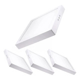 Pack 4 Foco Panel Plafon Sobrepuesto Cuadrado 12w Luz Cálida