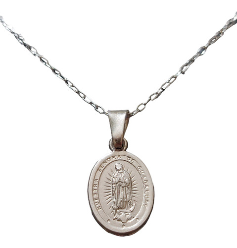 Cadena Collar Virgen De Guadalupe Mujer Plata Ley 925 + Caja