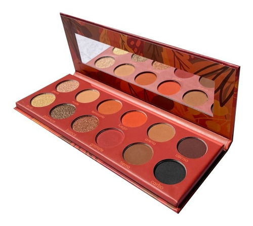 Paleta Sombras Nude New 12 Tonos Naranja Dorado + Espejo