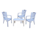 Combo 3 Silla Kansas Blanca 1 Mesa Ratona Mascardi Apilable