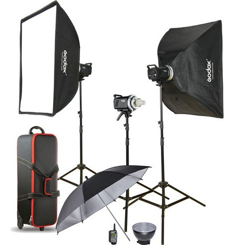 Studio Flash Monolight (kit De 3 Luces) Godox Ms200-d