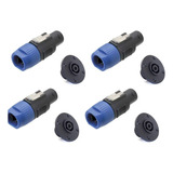 Kit 8 Conector Plug Speakon Macho/fêmea 4 Polos Painel Linha