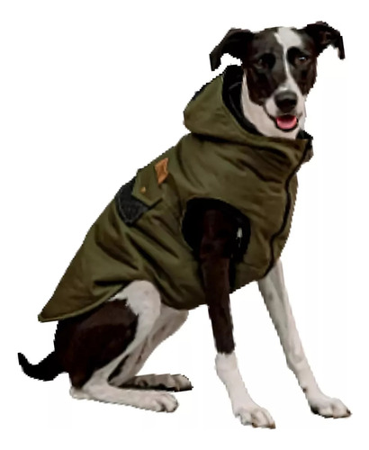 Chaleco Para Perros Marca Elecant | Campera Militar En Gabardina Talle 5 | Abrigo Para Mascotas Con Capucha |