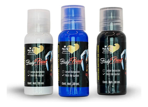 Pintura Bodypaint Facial Y Corporal Base Agua Liquida Aerogr