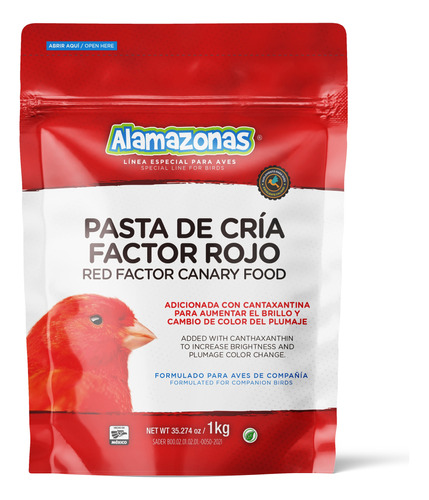 Pasta De Cría Factor Rojo 1kg Canario Red Alamazonas Envío