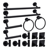 Conjunto De Accesorios De Baño Negro Mate De 14 Piezas, Conj