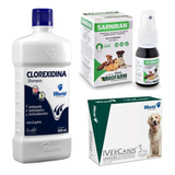 Kit Com Shampoo Tratamento Dermatite Canina Coceira Cães