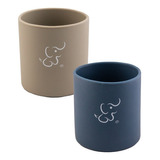 Set De 2 Vasos Entrenadores Papu Baby De Silicón Para Niños Color Azul Marino/gris