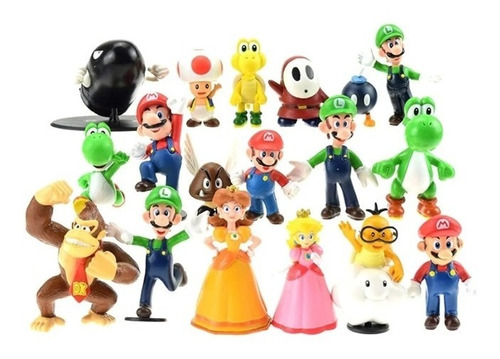 Set 18 Figuras Muñecos Mario Bros Luigi Yoshi Toad Donkey