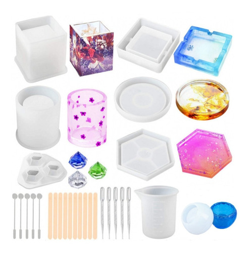 Set De 28 Pcs Molde De Silicona Surtidos Para Resina Epoxica