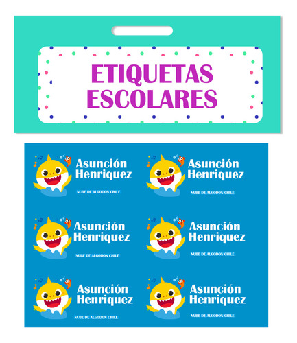 15 Etiquetas Ropa Personalizadas Baby Shark Niño