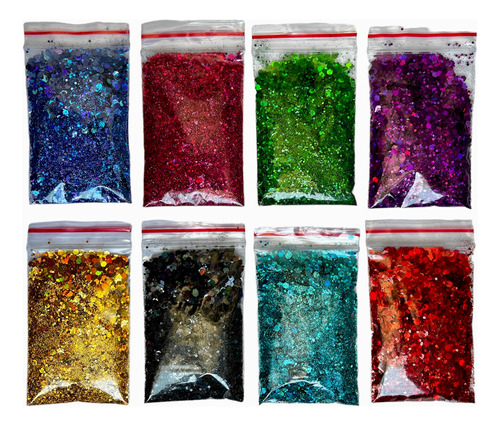 Kit Glitter Holográfico - 8 Cores Para Resina Epóxi 