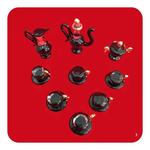 Juego De Cafe Micro De Cristal Decorativo Negro M3 Cf