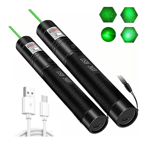 Puntero Láser Verde Proyector Carga Usb Recargable 2pcs