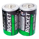 Pilas Baterias Rocket D Tamaño 1.5 Voltios Verde Paquete De 12 Baterias Extra Duración Carbón R6d12