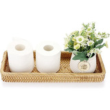 Sumnacon 16 Pulgadas Rattan Bathroom Vanity Tray - Bandeja