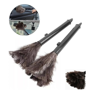 2pcs Plumero Avestruz Retractil Coche Quitar Polvo Limpieza