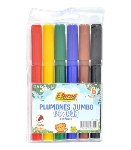 Marcador Plumones Jumbo De Agua  Estuche X 6 Unidades